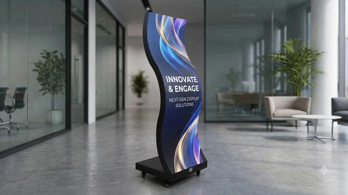 بوستر ليد متموج مرن (Wavy Poster) - شاشات ليد إبداعية - إدارة فعاليات ومسارح Elite Tech (الرياض، القاهرة، عمّان)
