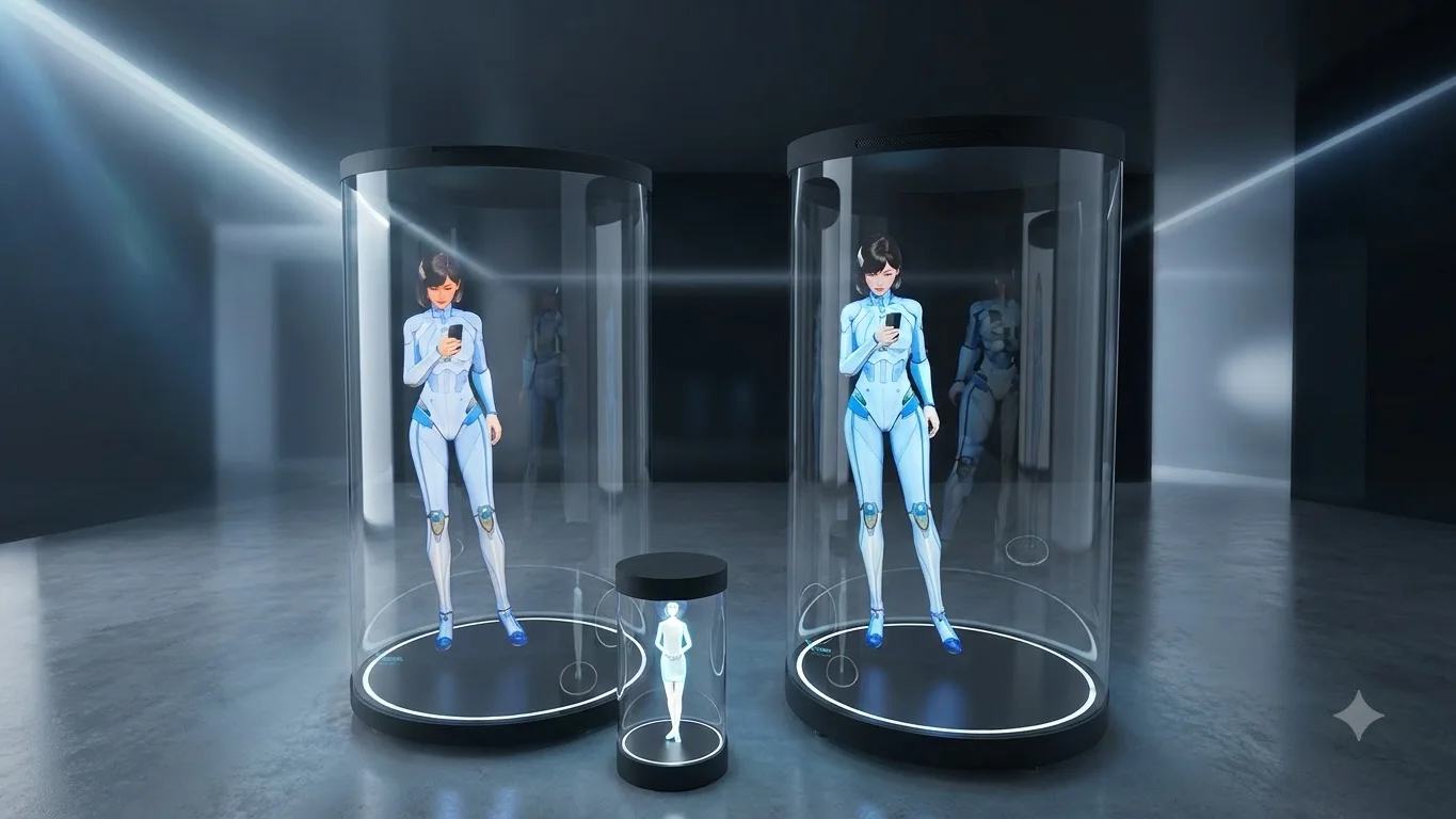 أسطوانة هولوغرام 360° (Hologram Cylinder) - شاشات ومنصات العرض الإعلاني  - إدارة فعاليات ومسارح Elite Tech (الرياض، القاهرة،