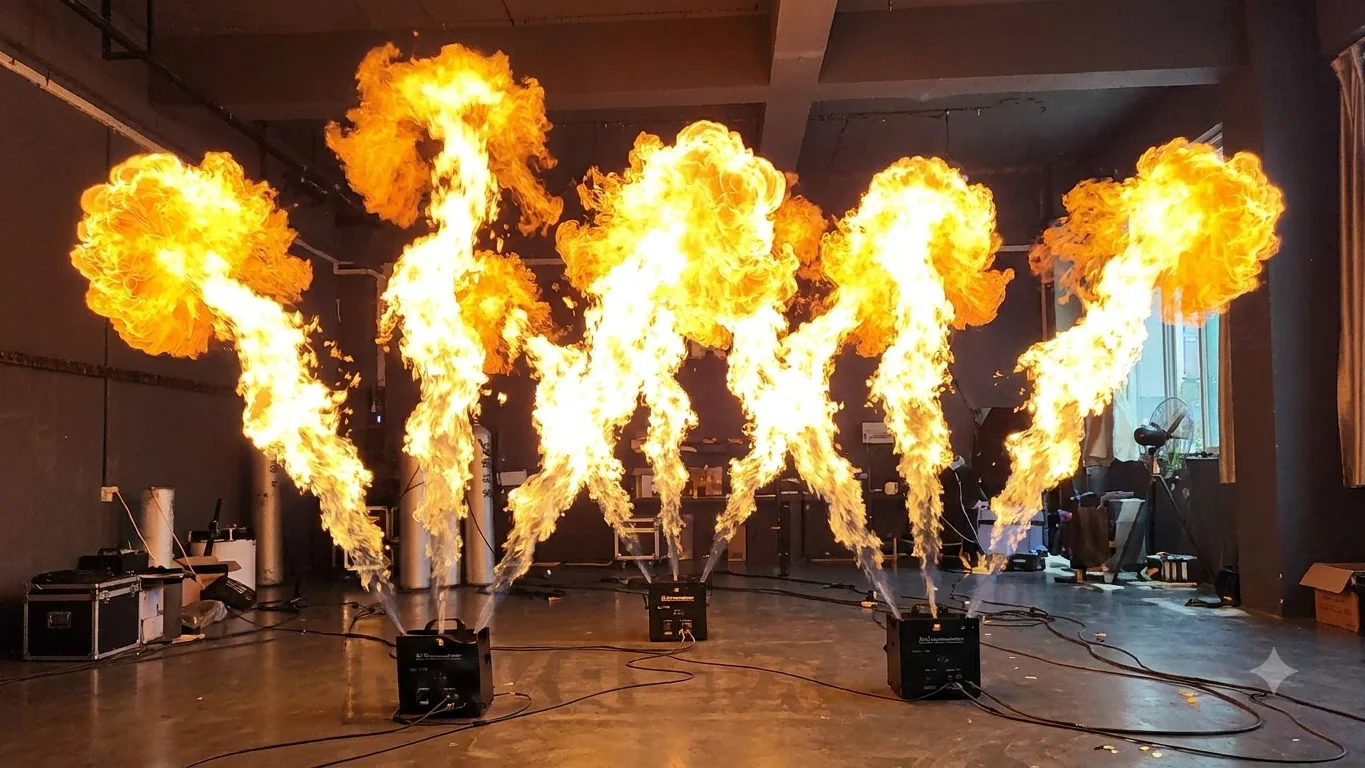 قاذف لهب ثلاثي الاتجاهات (Triple Way Flame) - المؤثرات الخاصة والمسرحية - إدارة فعاليات ومسارح Elite Tech (الرياض، القاهرة،